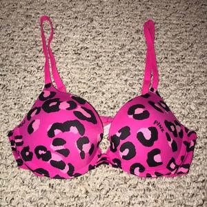 Victoria’s Secret PINK neon pink leopard print bra